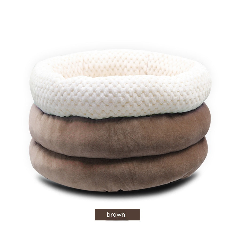 Semi Closed Round Ice Velvet Pet Sleep Bed