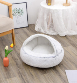 2 In 1 Round Plush Warm Pet Sleeping Bed House