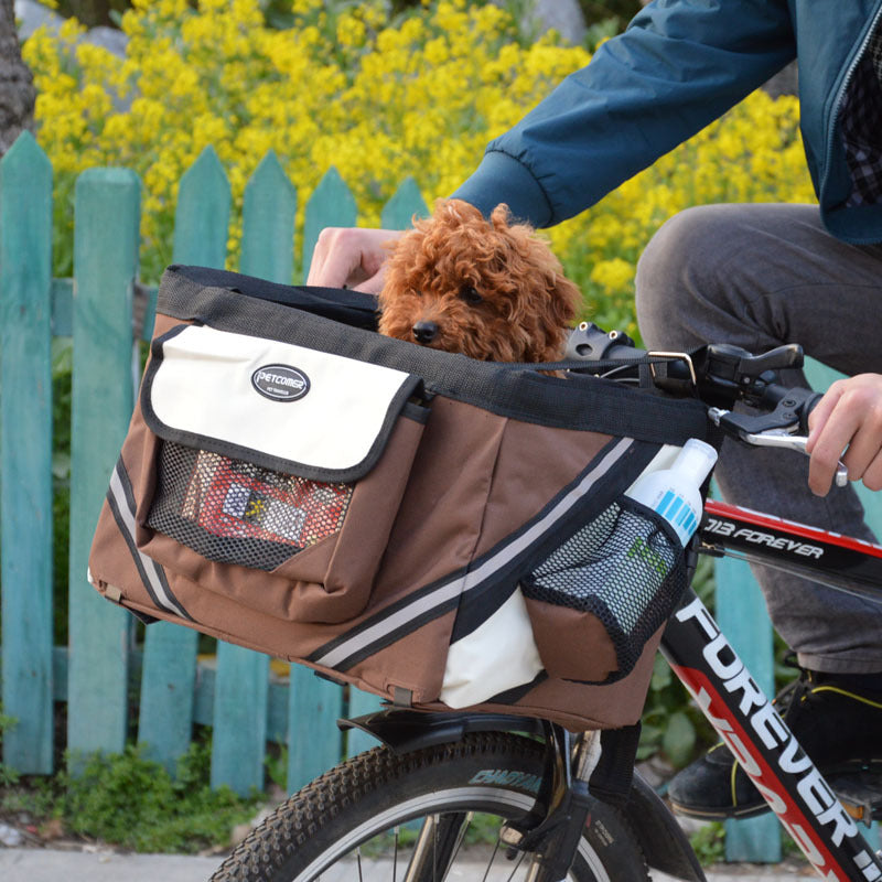 Removable Pet Bicycle Carrier Basket With Front Handlebar Design
