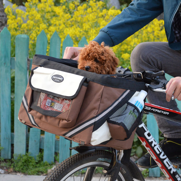 Removable Pet Bicycle Carrier Basket With Front Handlebar Design