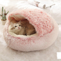 2 In 1 Round Plush Warm Pet Sleeping Bed House