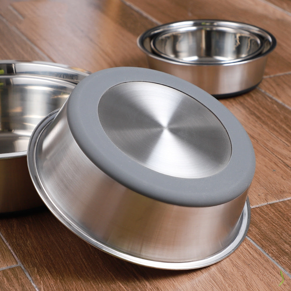 Silicone Stainless Steel Pet Feeding Bowl For Food And Water
