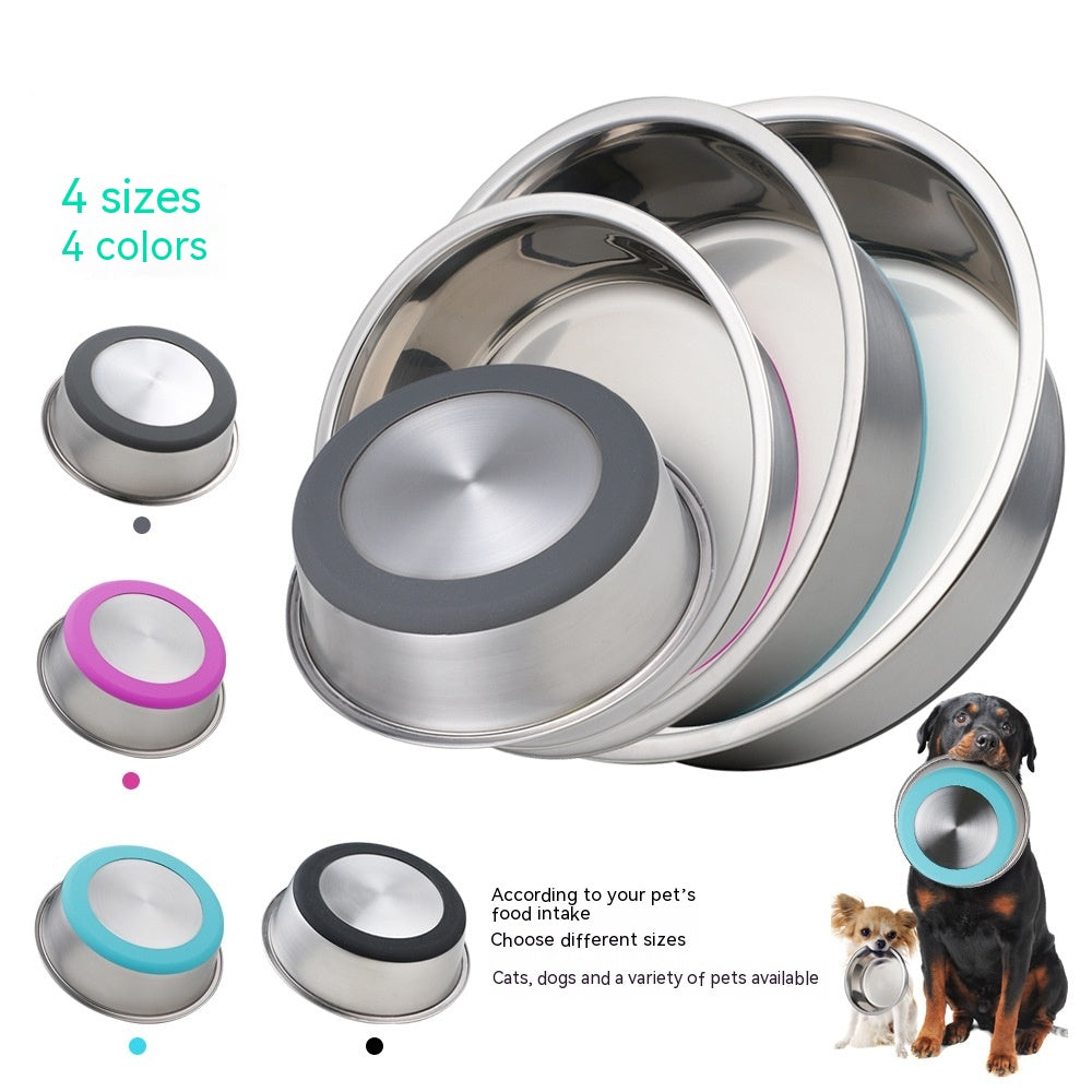 Silicone Stainless Steel Pet Feeding Bowl For Food And Water