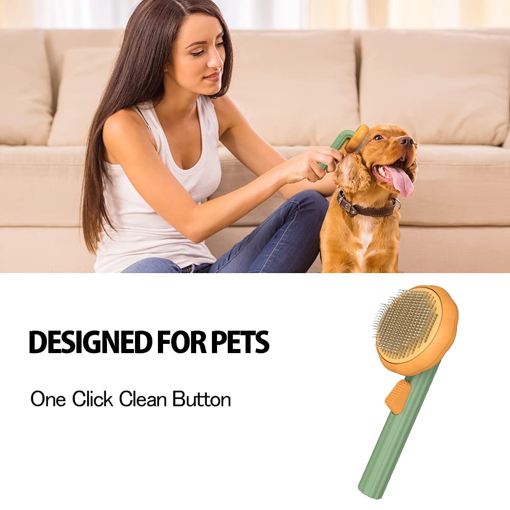 Self-Cleaning Pet Slicker Grooming Brush For Removing Loose Fur