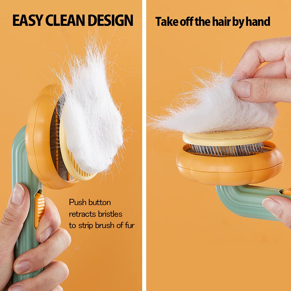 Self-Cleaning Pet Slicker Grooming Brush For Removing Loose Fur