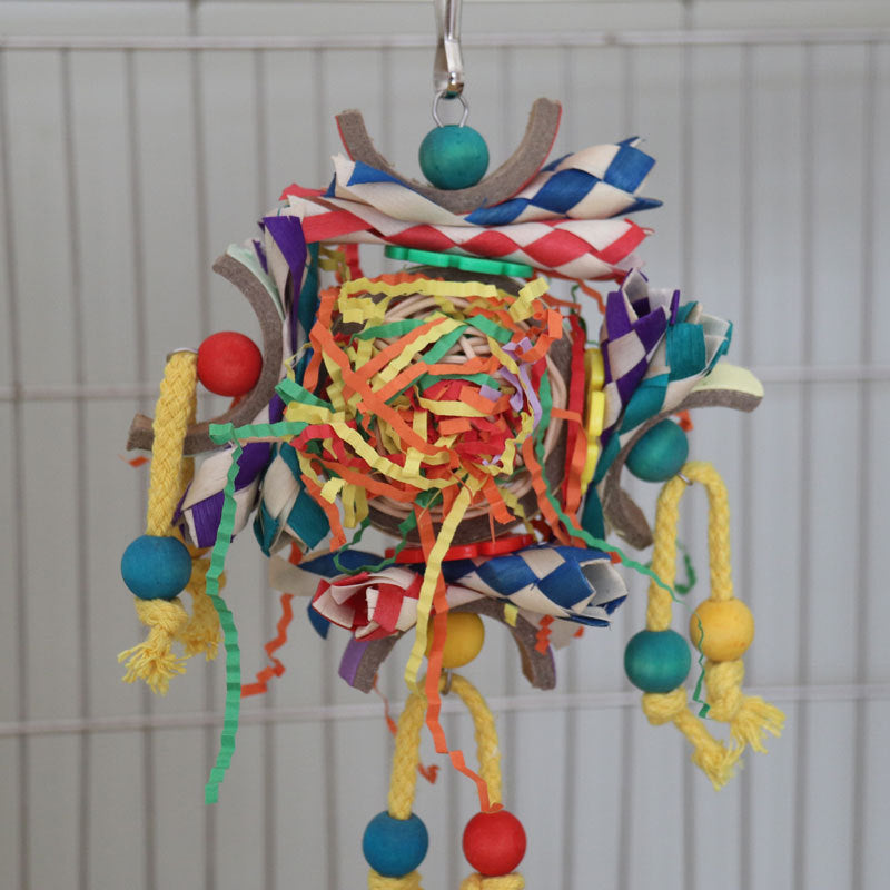 Colorful Vine Paper Tube Bird Cage Parrot Toy