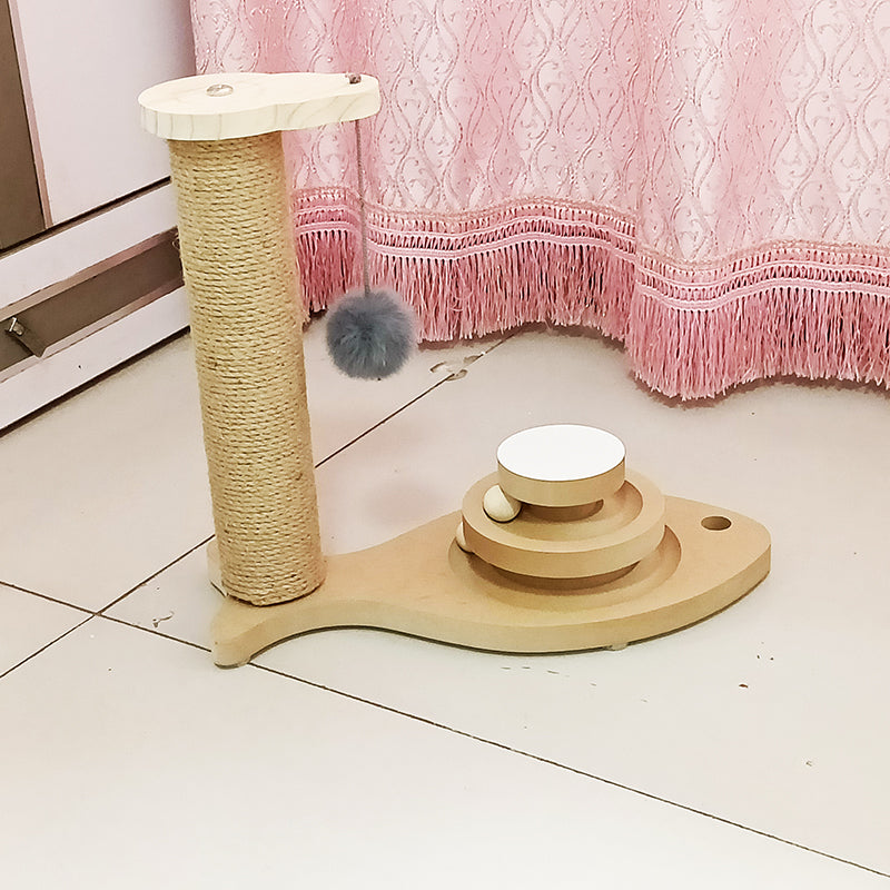 Solid Wood Pet Turntable Interactive Chew Resistant Toy