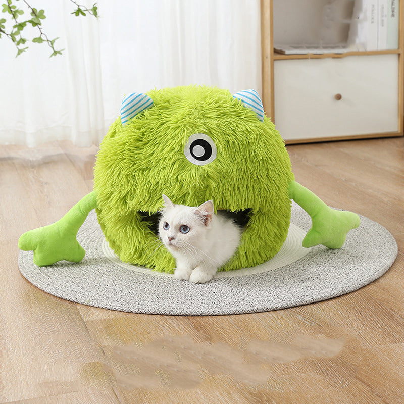 Fluffy Round Machine Washable Non Slip Calming Pet Bed