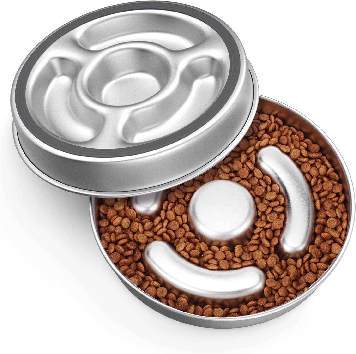 Stainless Steel Slow Feeding Pet Bowl With Neck Support