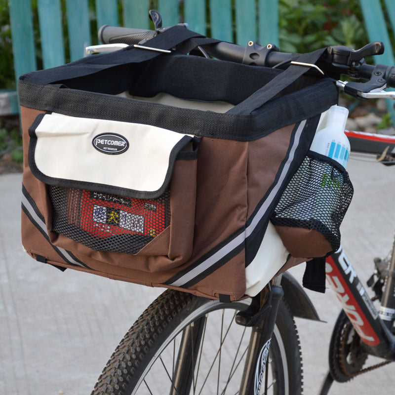 Removable Pet Bicycle Carrier Basket With Front Handlebar Design