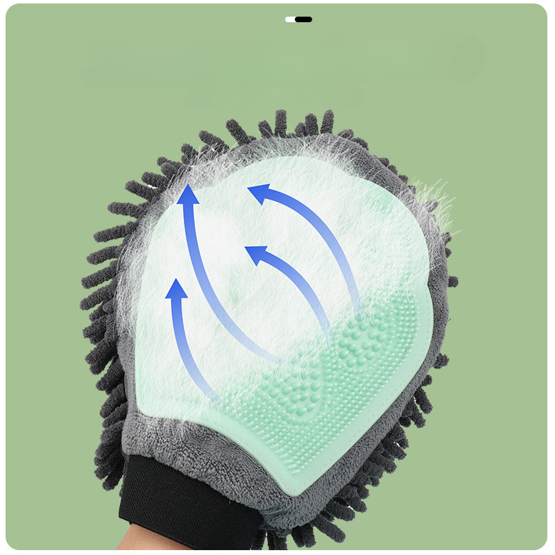 2-in-1 Pet Bathing Grooming Glove Brush For Cleaning And Massage