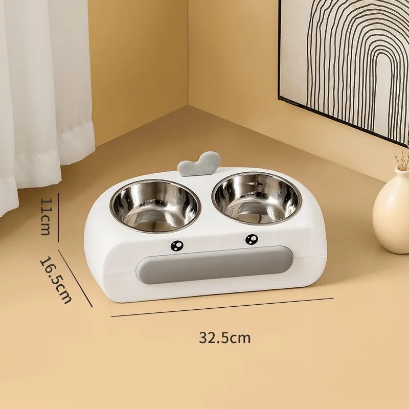 Duck Design Double Bowl Pet Feeding Tray For Food And Water