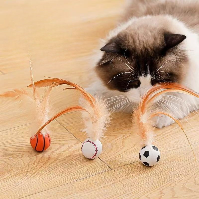 Interactive Pet Feather Ball Self Entertainment Toy