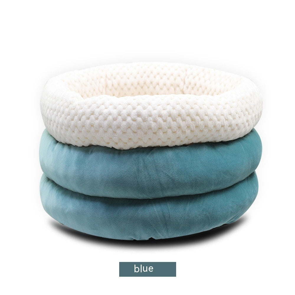 Semi Closed Round Ice Velvet Pet Sleep Bed
