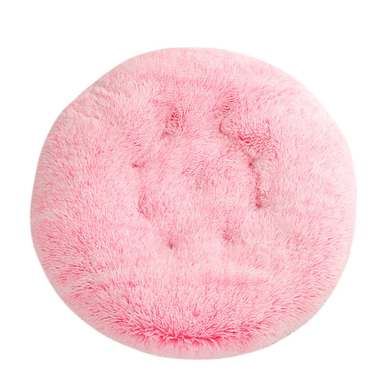 Round Plush Warm Pet Bed Mat For Comfortable Sleep