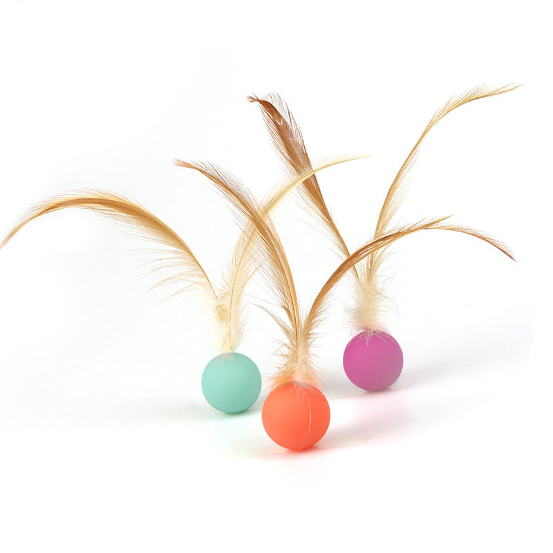 Interactive Pet Feather Ball Self Entertainment Toy