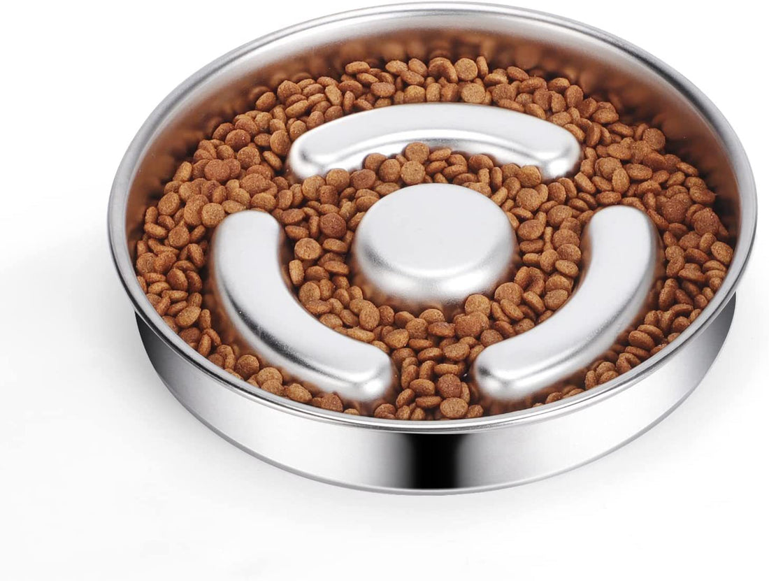Stainless Steel Slow Feeding Pet Bowl With Neck Support