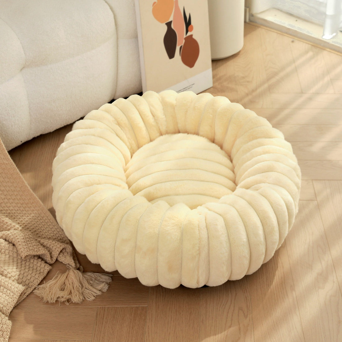 High Weight Round Plush Warm Winter Pet Bed