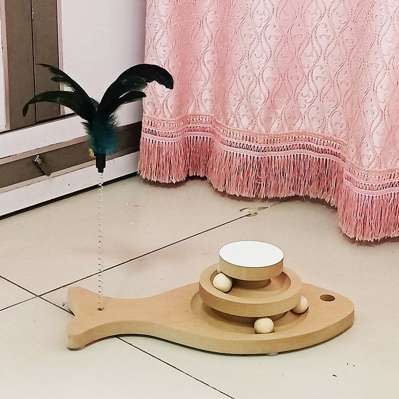 Solid Wood Pet Turntable Interactive Chew Resistant Toy