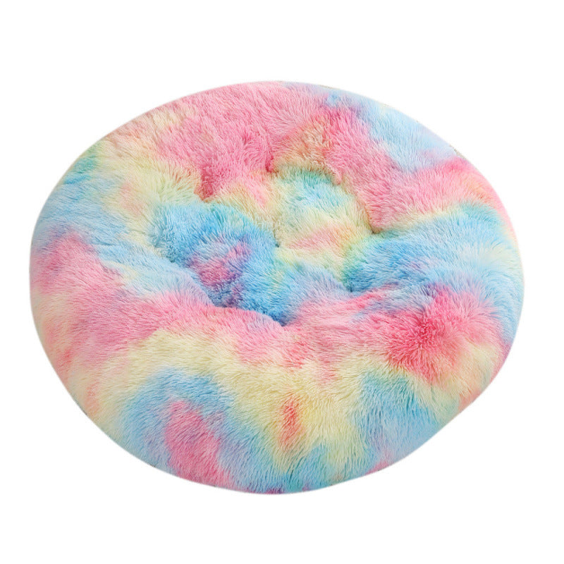 Round Plush Warm Pet Bed Mat For Comfortable Sleep