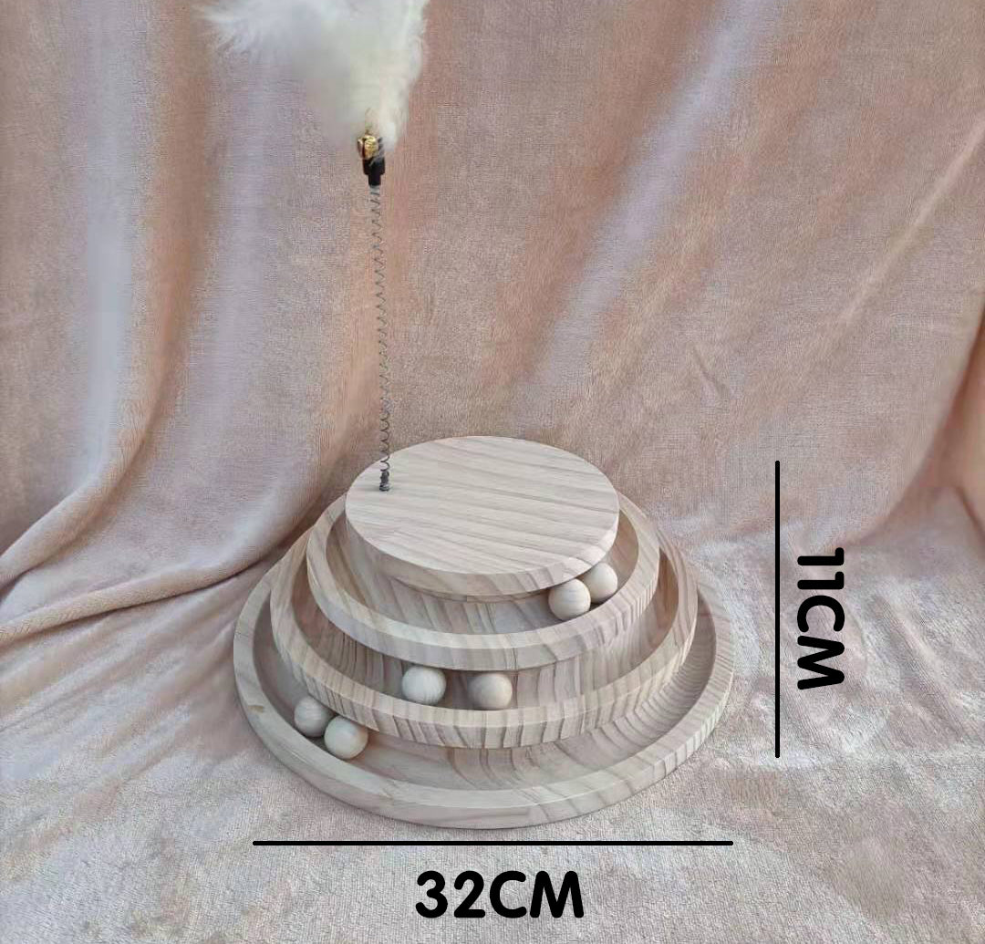 Solid Wood Pet Turntable Interactive Chew Resistant Toy