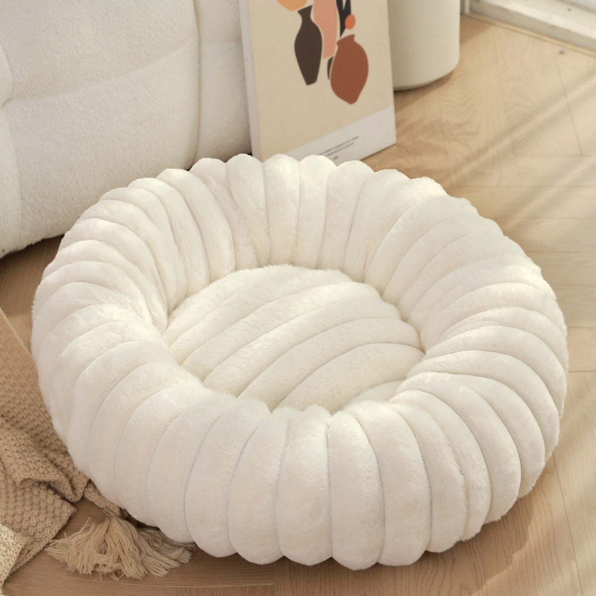 High Weight Round Plush Warm Winter Pet Bed