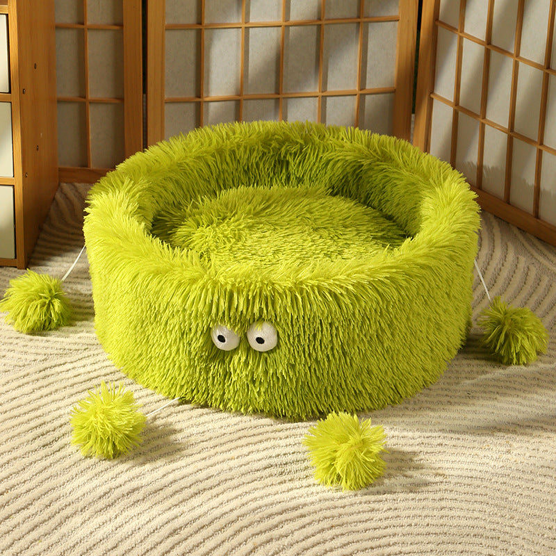 Winter Warm Cute Round Plush Pet Bed Nest