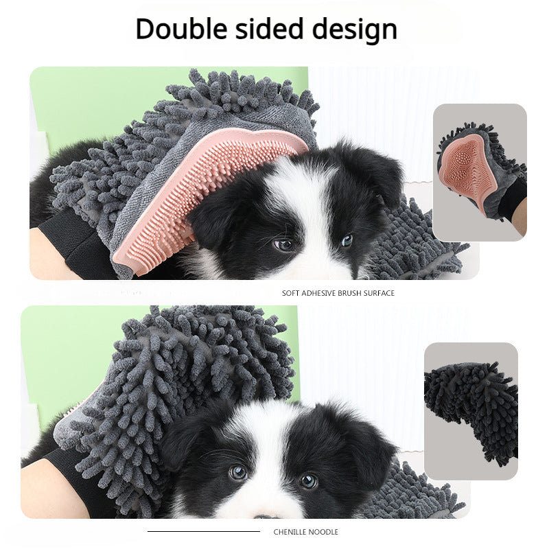 2-in-1 Pet Bathing Grooming Glove Brush For Cleaning And Massage
