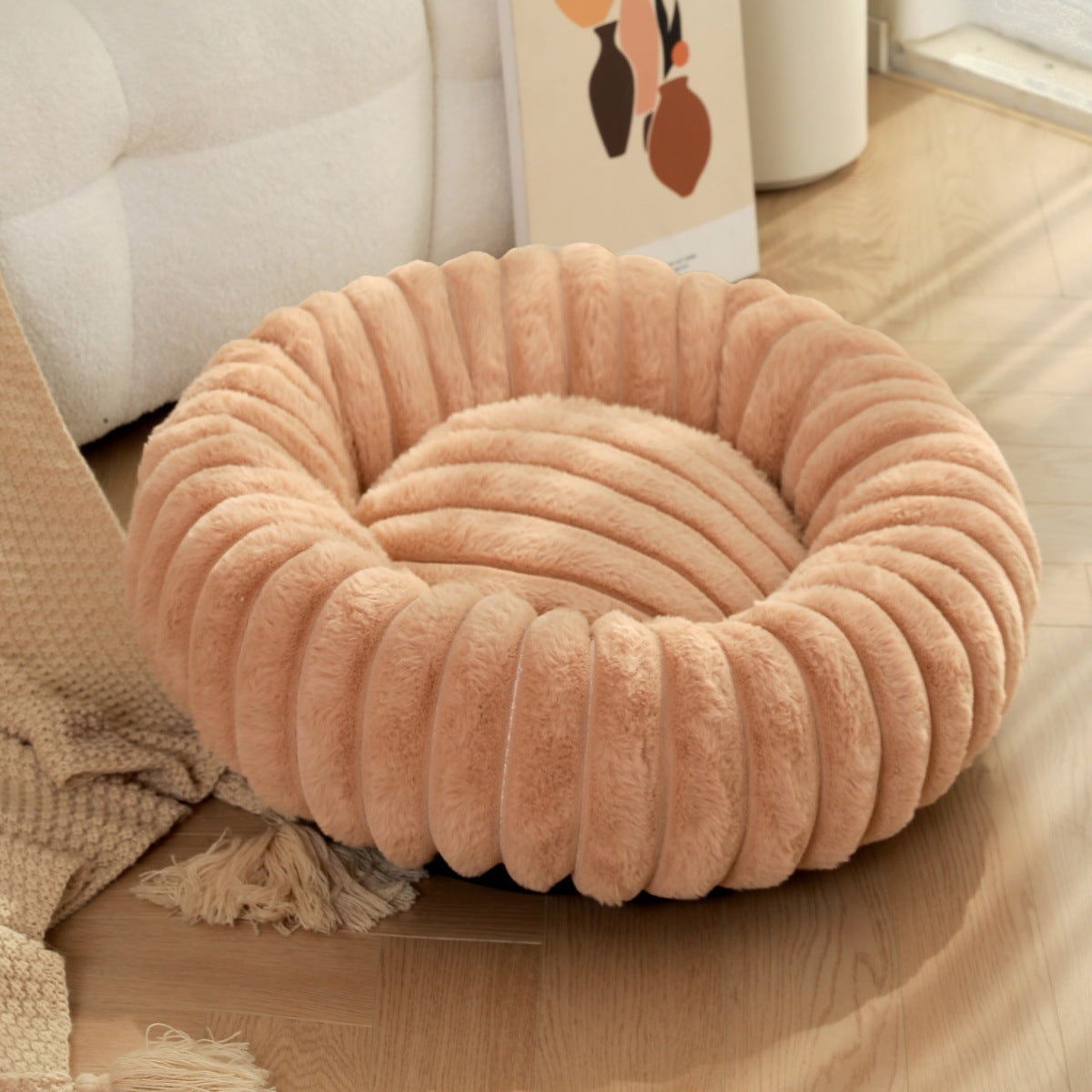 High Weight Round Plush Warm Winter Pet Bed
