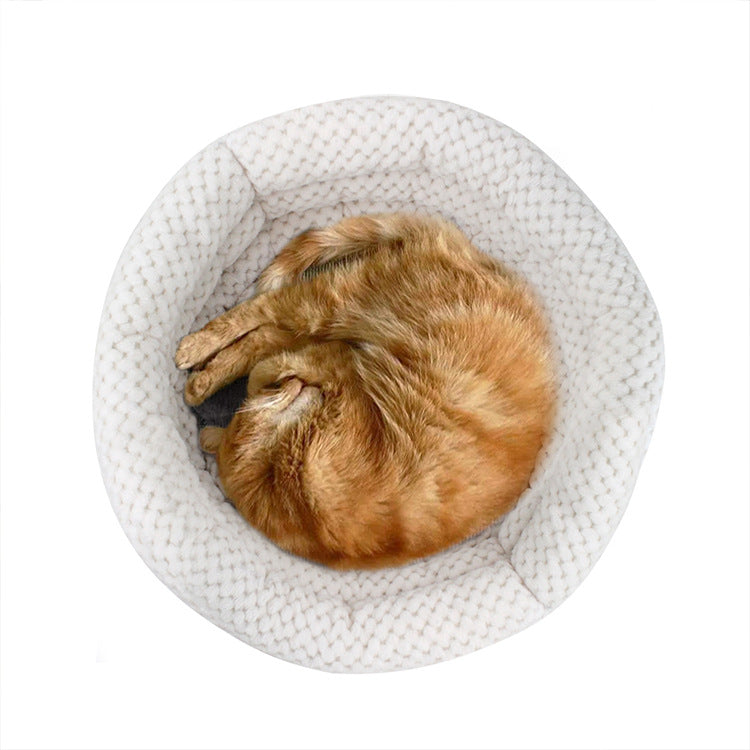 Semi Closed Round Ice Velvet Pet Sleep Bed