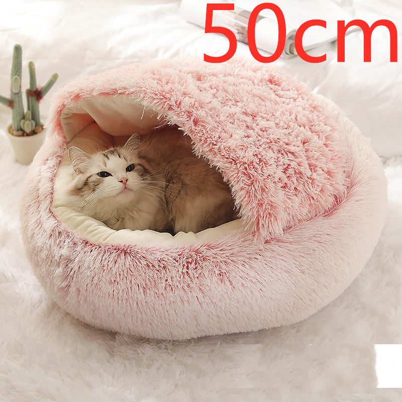 2 In 1 Round Plush Warm Pet Sleeping Bed House