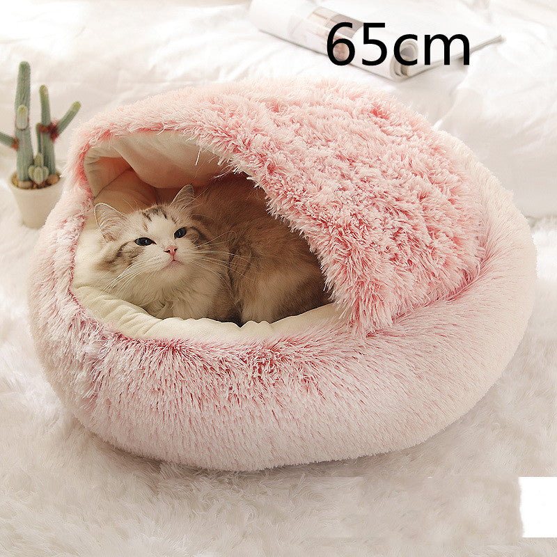 2 In 1 Round Plush Warm Pet Sleeping Bed House