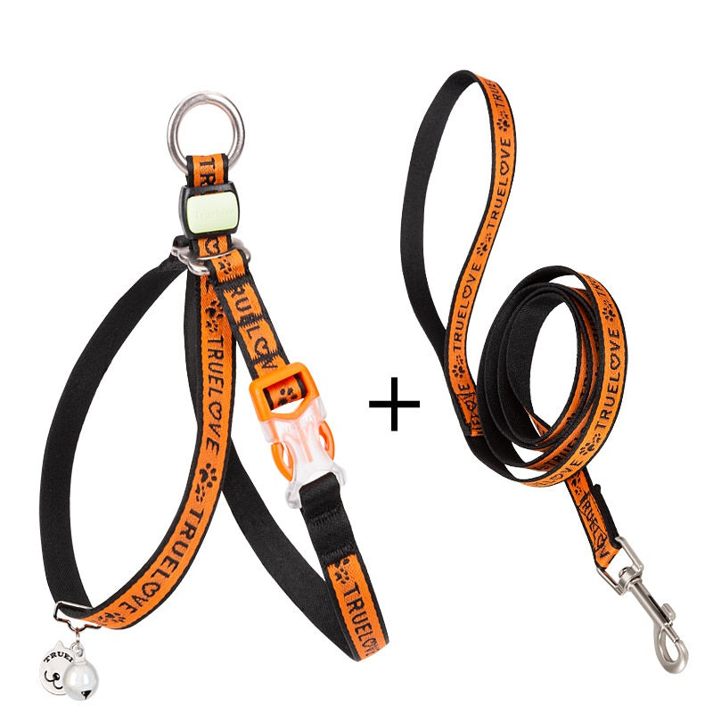 Bell Chest Strap Vest With Leash For Small Pet Control