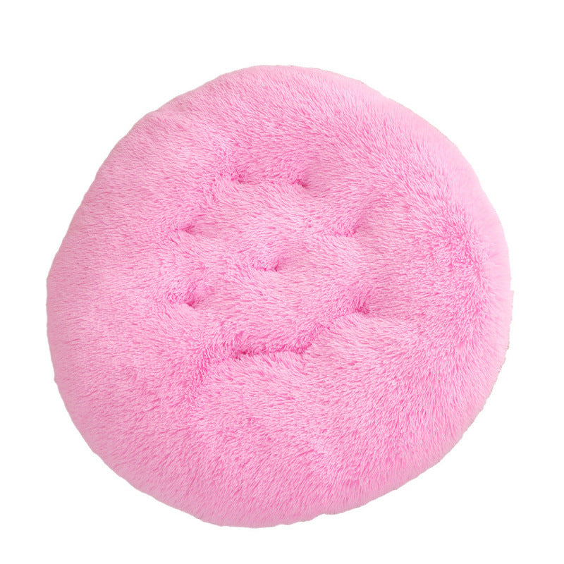 Round Plush Warm Pet Bed Mat For Comfortable Sleep