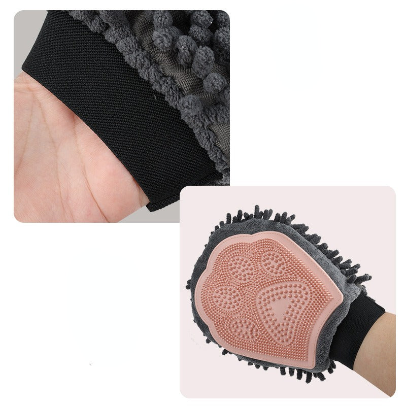 2-in-1 Pet Bathing Grooming Glove Brush For Cleaning And Massage