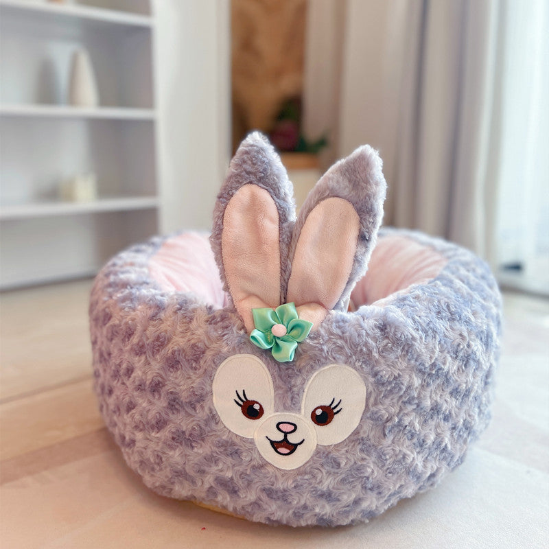 Cartoon Plush Round All Seasons Cozy Pet Bed