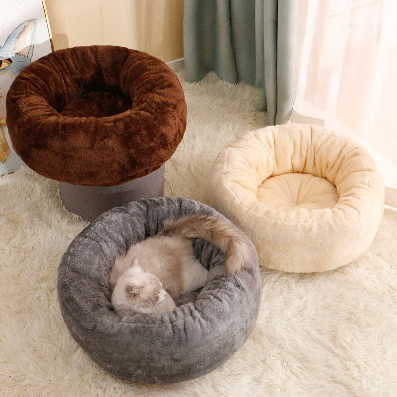 Plush Donut Round Warm Comfortable Pet Bed