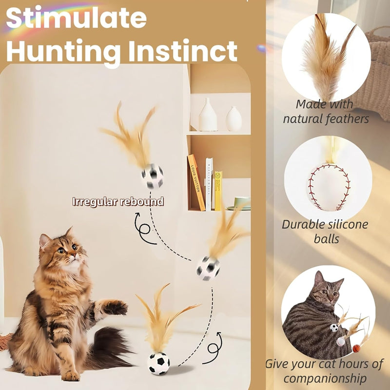 Interactive Pet Feather Ball Self Entertainment Toy