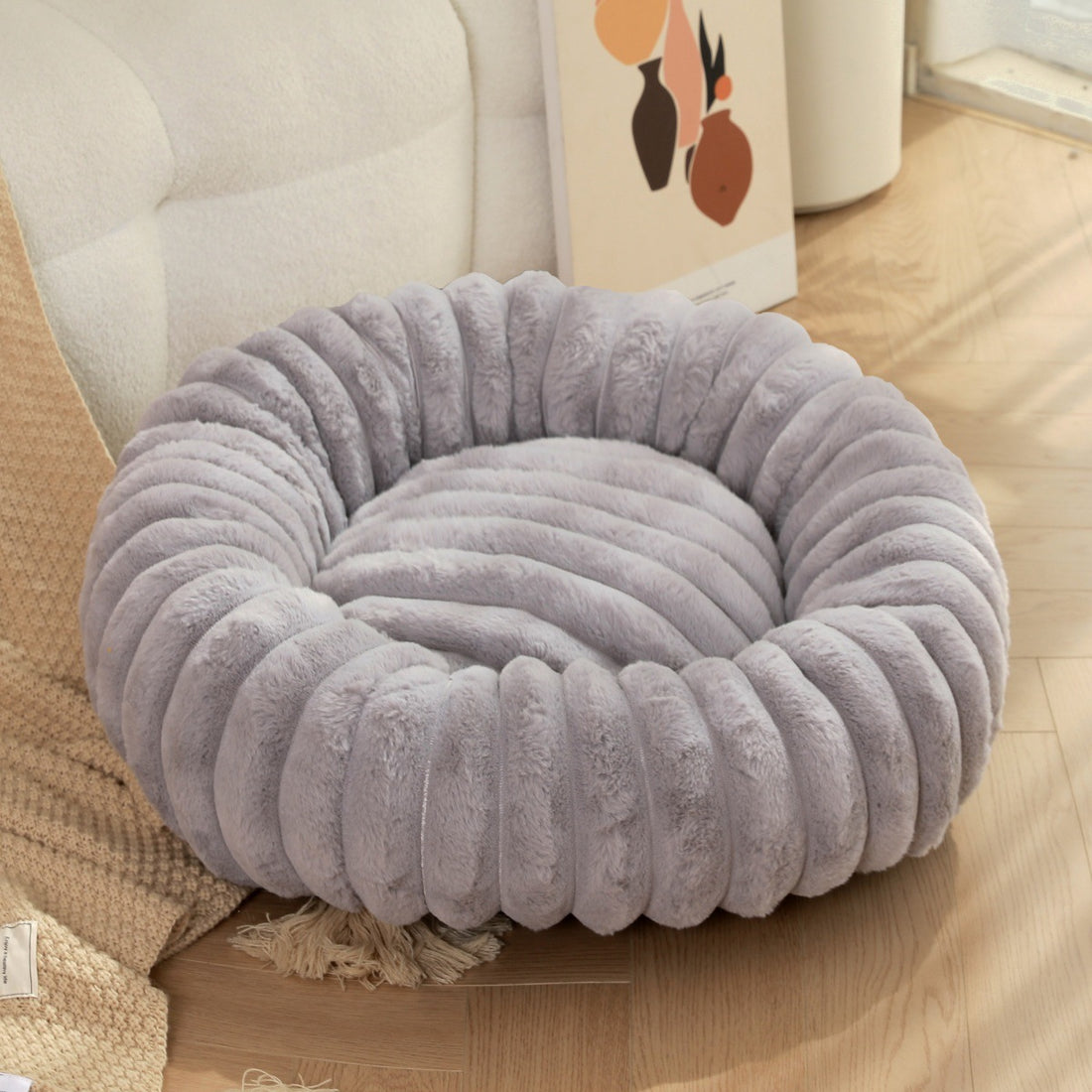 High Weight Round Plush Warm Winter Pet Bed