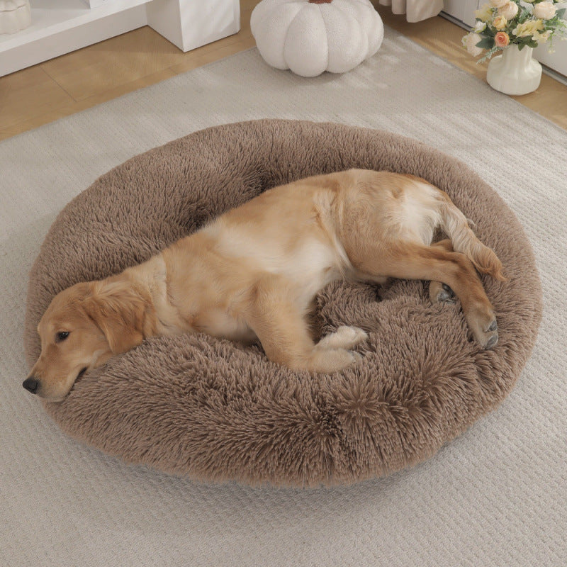 Round Plush Warm Pet Bed Mat For Comfortable Sleep