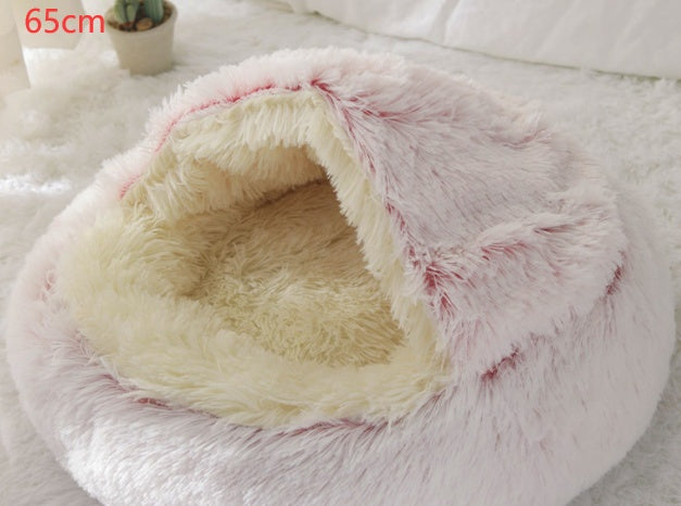 2 In 1 Round Plush Warm Pet Sleeping Bed House