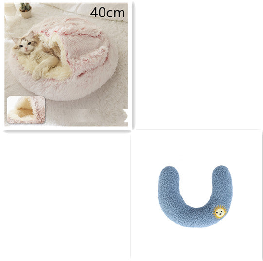 2 In 1 Round Plush Warm Pet Sleeping Bed House