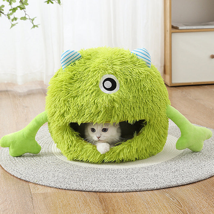 Fluffy Round Machine Washable Non Slip Calming Pet Bed