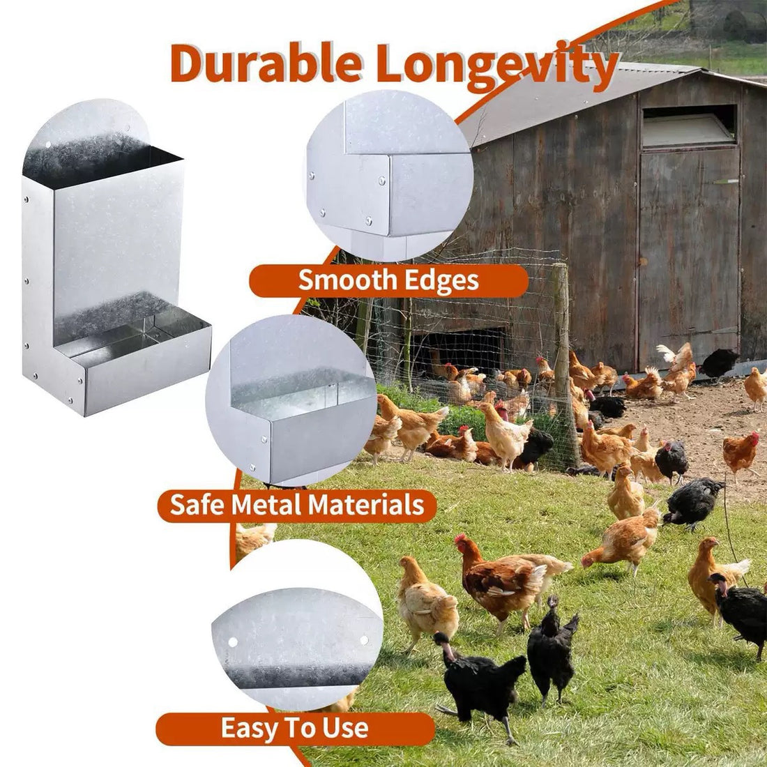 Metal Poultry Feeding Trough Bird Small Animal Feeder