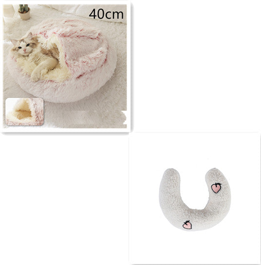 2 In 1 Round Plush Warm Pet Sleeping Bed House