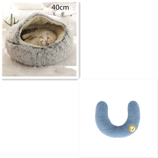 2 In 1 Round Plush Warm Pet Sleeping Bed House