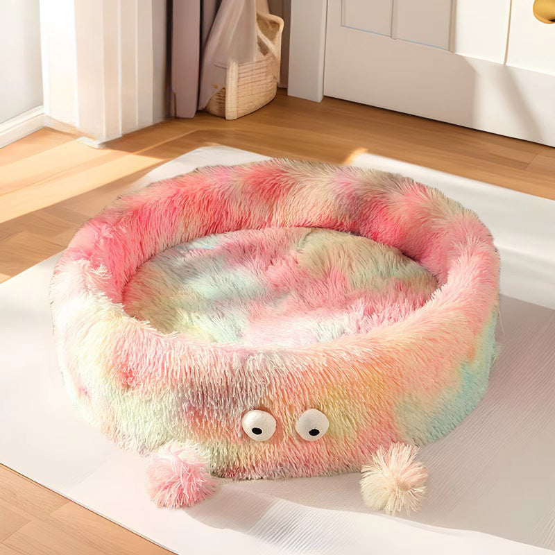 Winter Warm Cute Round Plush Pet Bed Nest