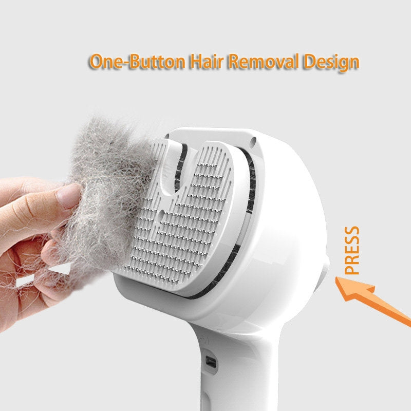 Self-Cleaning Pet Grooming Brush With Mist And Dematting Function
