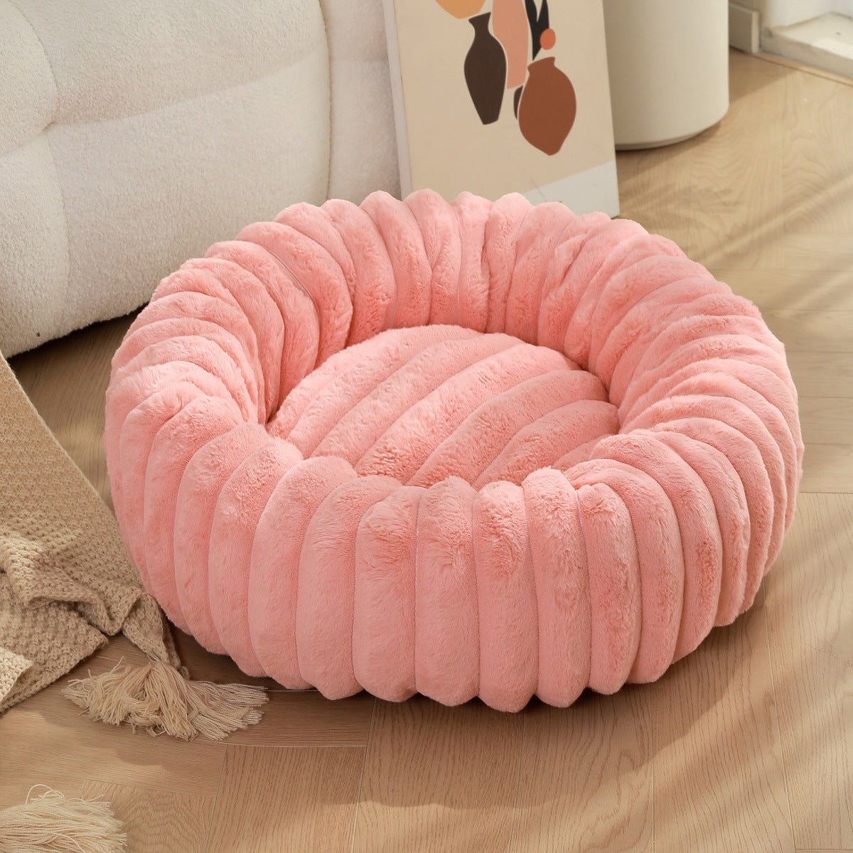 High Weight Round Plush Warm Winter Pet Bed