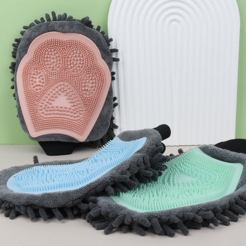 2-in-1 Pet Bathing Grooming Glove Brush For Cleaning And Massage